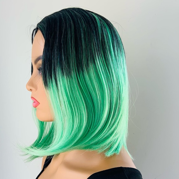 No Further Discount 🤩 Ombre Green “Put On & Go” Synthetic Wig for Costumes… - Picture 5 of 7